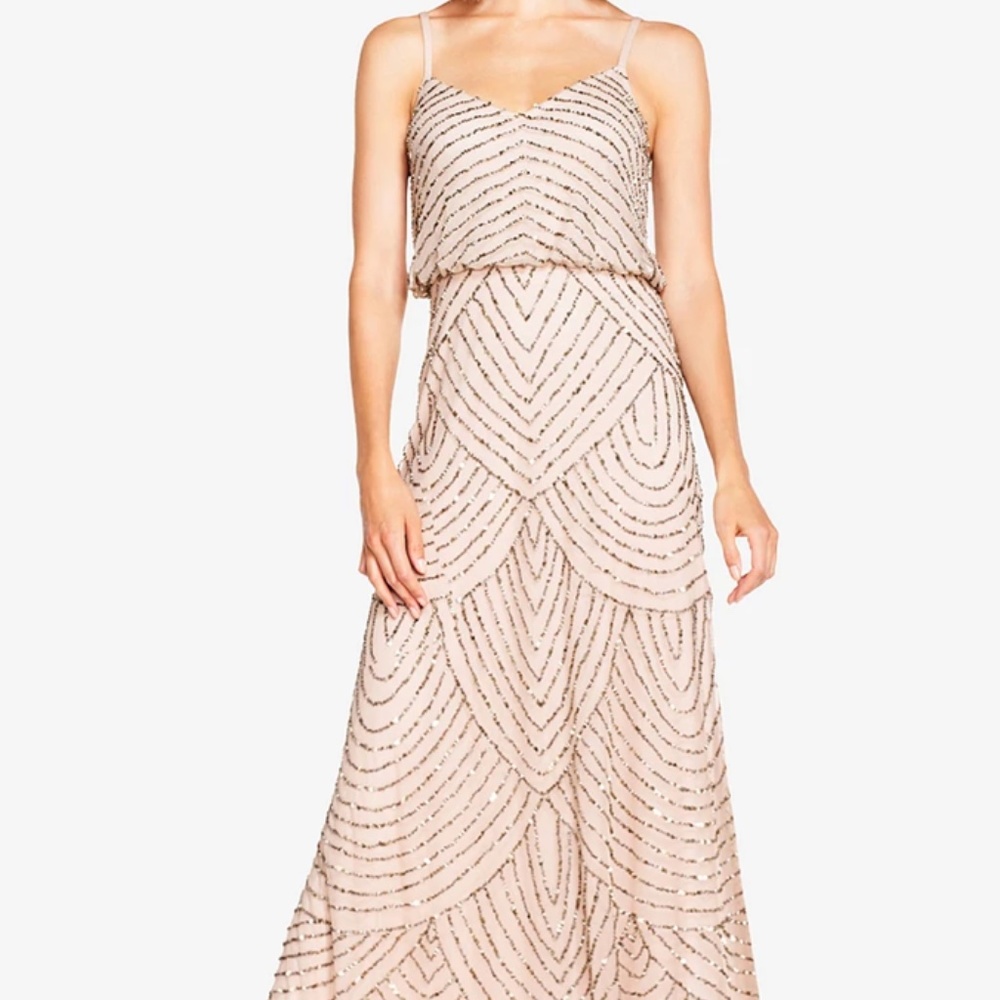 Adrianna Papell Art Deco Beaded Blouson Gown